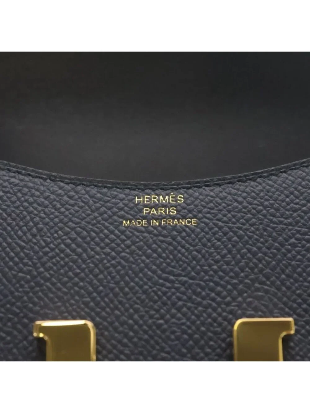Hermes Constance Slim Epsom Gold Pouch Wallet Compact Navy